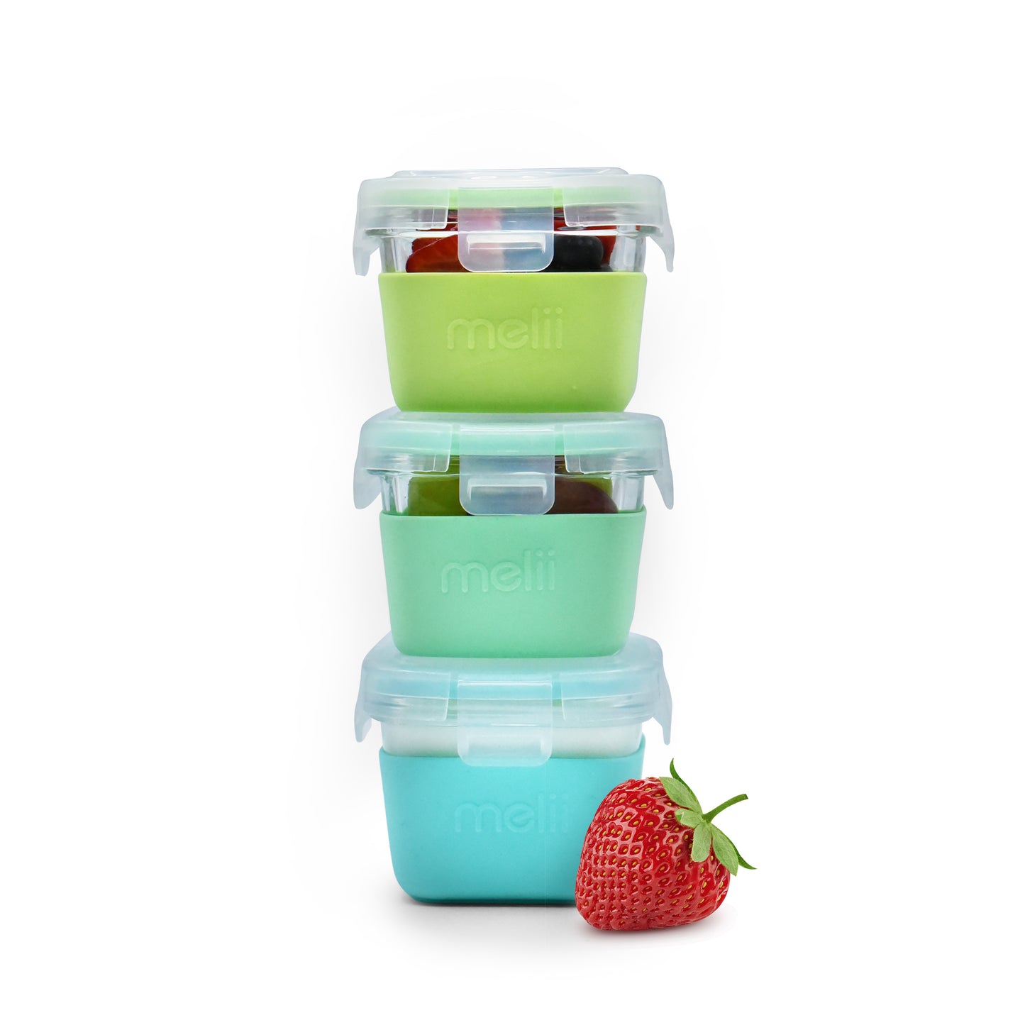Melii Baby Glass Containers with sleeve - Wadah makanan kaca