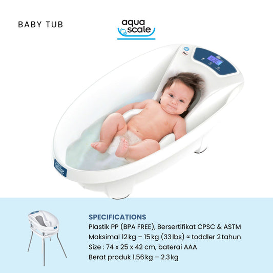 AquaScale 3in1 – Bak Mandi Bayi Digital + Timbangan & Termometer