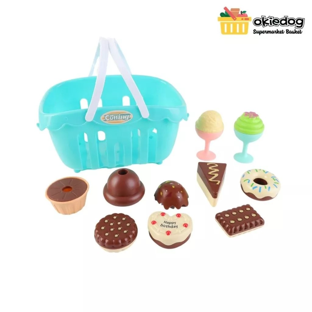 Okiedog Supermarket Basket - Set Belanja & Mainan Buah Potong Anak