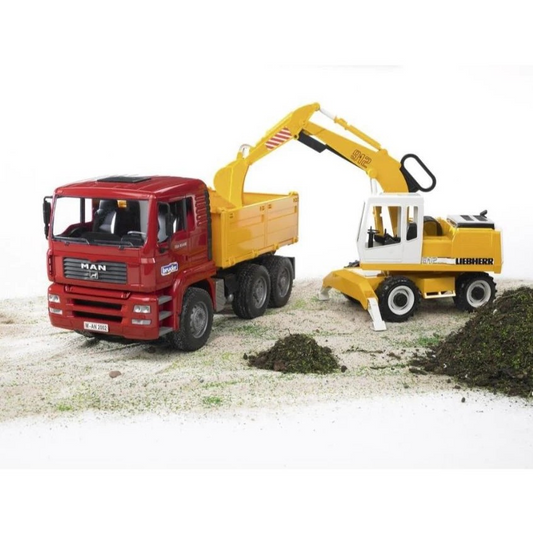 Bruder 2751 MAN TGA Construction Truck and Liebherr Excavator - Mainan Miniatur Truk Beko
