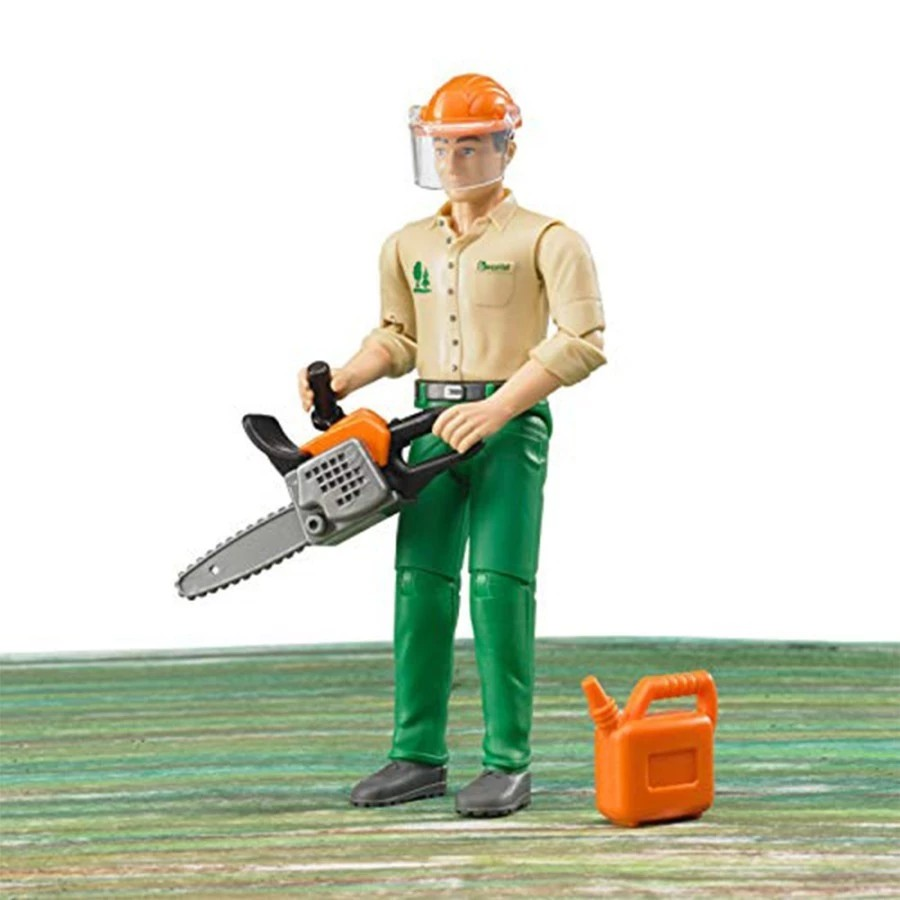 Bruder 60030 Bworld Forestry Worker with Accessories - Mainan Miniatur Figur Pekerja Hutan