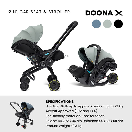 Doona X 2in1 Car Seat and Stroller - Kereta Dorong Bayi Premium & Nyaman