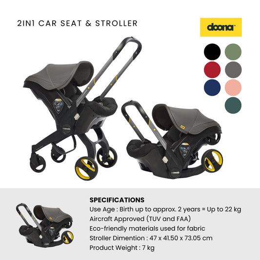 Doona 2in1 Car Seat & Stroller - Kereta Dorong Bayi Praktis, Nyaman & Aman