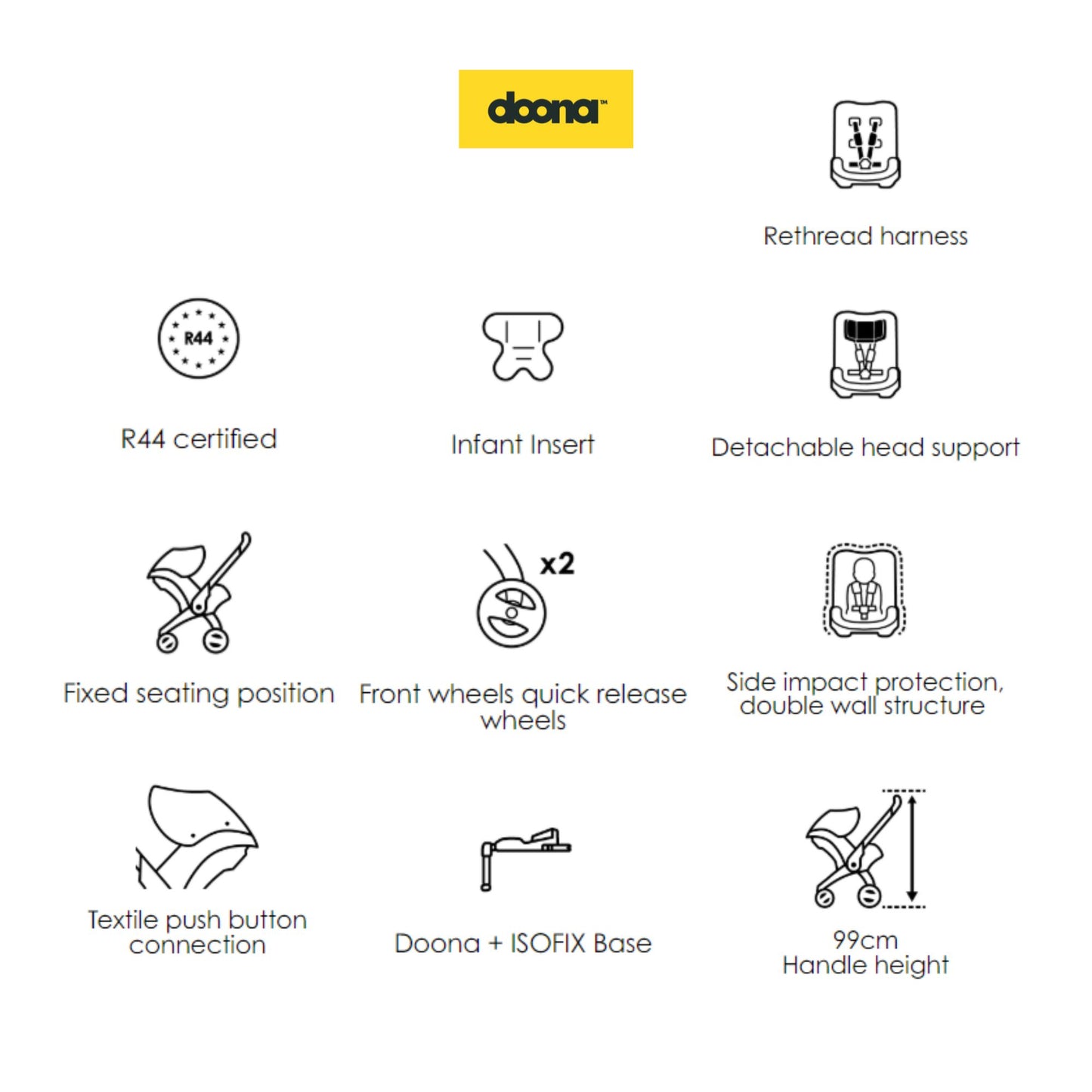 Doona 2in1 Car Seat & Stroller - Kereta Dorong Bayi Praktis, Nyaman & Aman