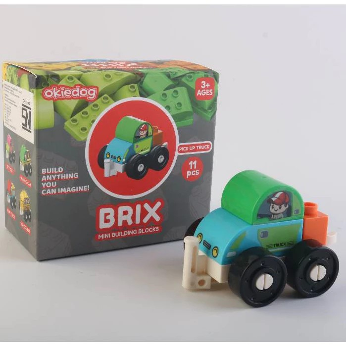 Okiedog Brix Road Rescue Truck Car 11pcs - Mainan DIY Balok Susun Puzzle