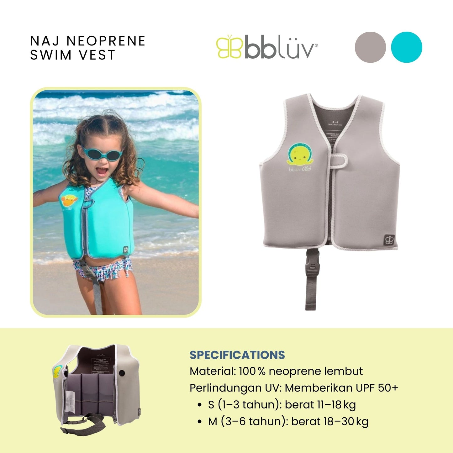 Bbluv Naj Neoprene Swim Vest - Baju Pelampung Anak