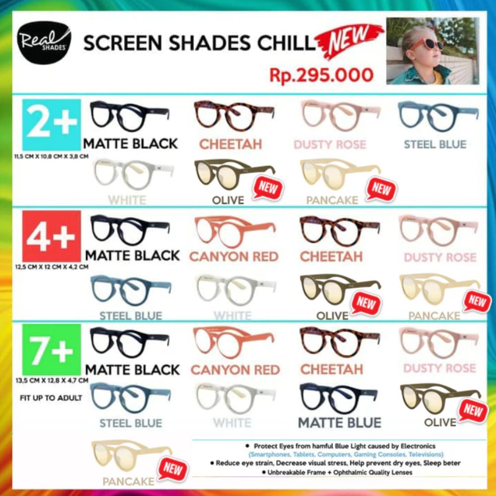 Real Shades Screen Shades Chill - Kacamata Anti Radiasi Layar HP TV PC Untuk Anak dan Dewasa