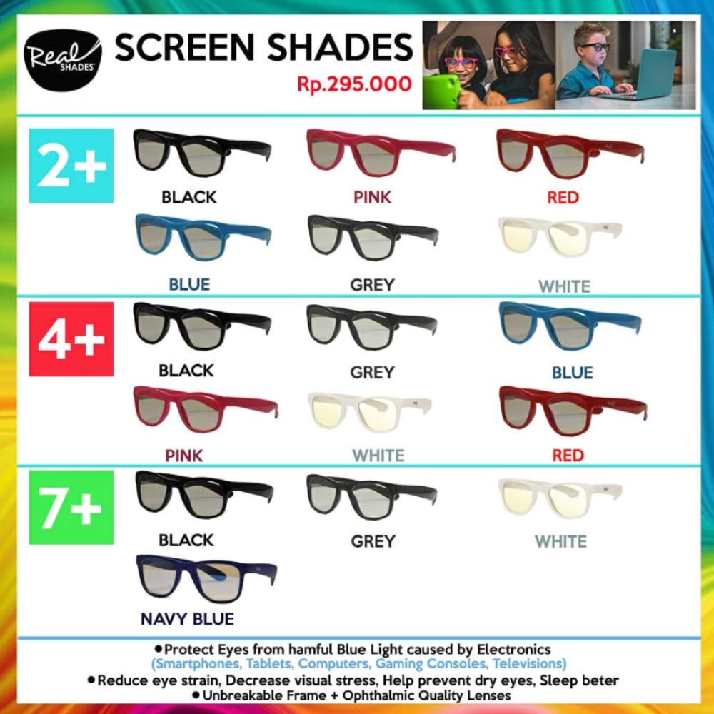 Real Shades Screen Shades Classic - Kacamata Anti Radiasi Layar Hp TV Pc Untuk Anak Dan Dewasa