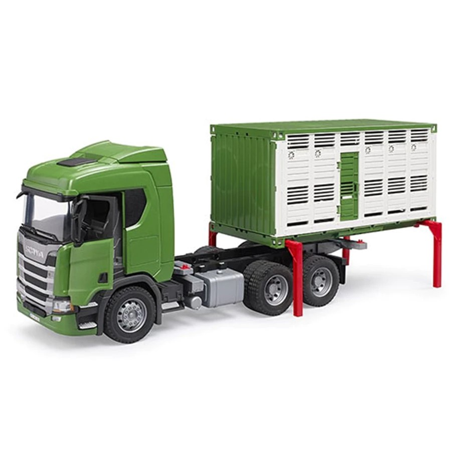 Bruder 3548 Scania Super 560R Cattle Transportation Truck with 1 Cattle - Mainan Miniatur Truk Angkut Hewan