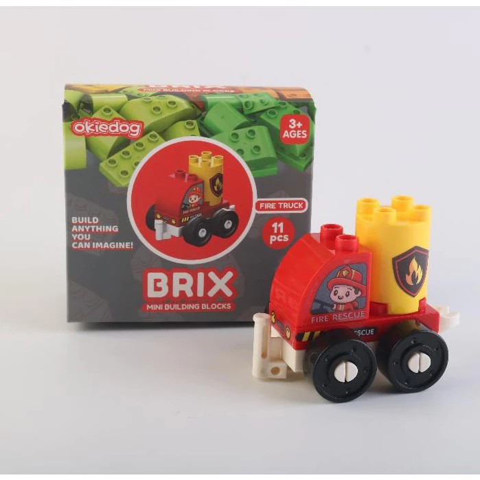 Okiedog Brix Road Rescue Truck Car 11pcs - Mainan DIY Balok Susun Puzzle