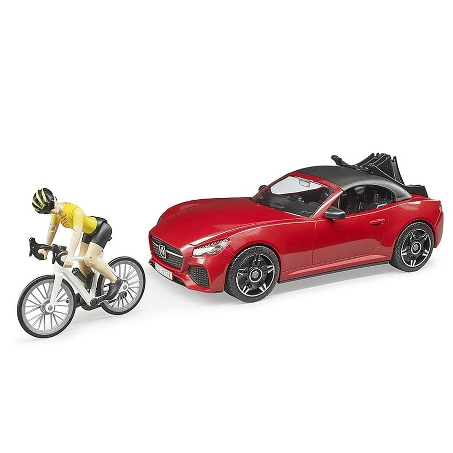 Bruder 3485 Roadster with 1 Road Bike and Cyclist - Mainan Miniatur Mobil Sport & Sepeda