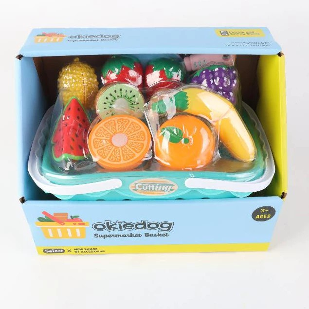 Okiedog Supermarket Basket - Set Belanja & Mainan Buah Potong Anak