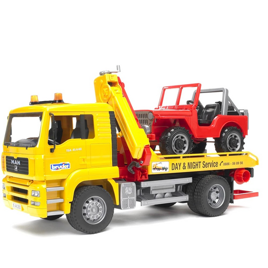 Bruder 2750 MAN TGA Breakdown Truck with Cross Country Vehicle - Mainan Miniatur Truk Derek