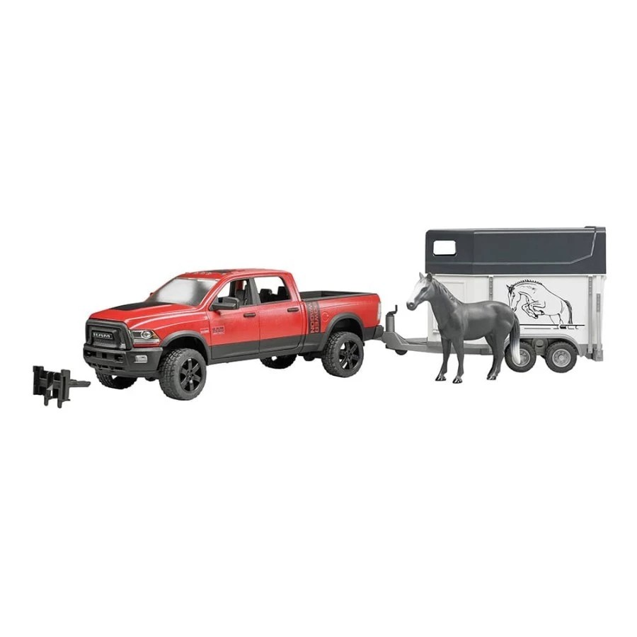 Bruder 2501 RAM 2500 Power Wagon with Horse Trailer - Mainan Miniatur Mobil & Pengangkut Kuda