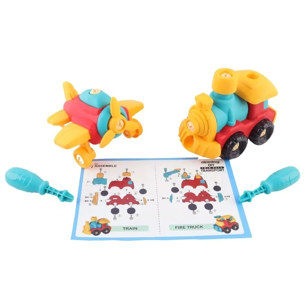 Okiedog DIY Transport Twin Pack - Mainan Edukasi Anak Bongkar Pasang