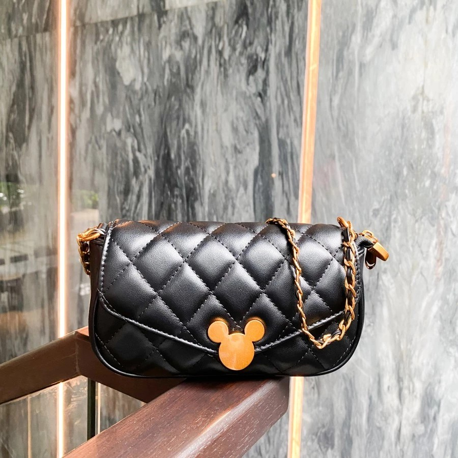 Mesuca Mickey Grid Chain Shoulder Bags - Tas Selempang Disney Premium