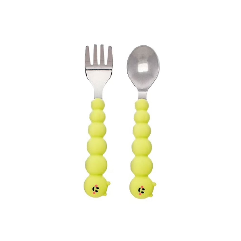 Melii Baby Silicone Caterpillar Spoon & Fork Set sendok&garpu anak
