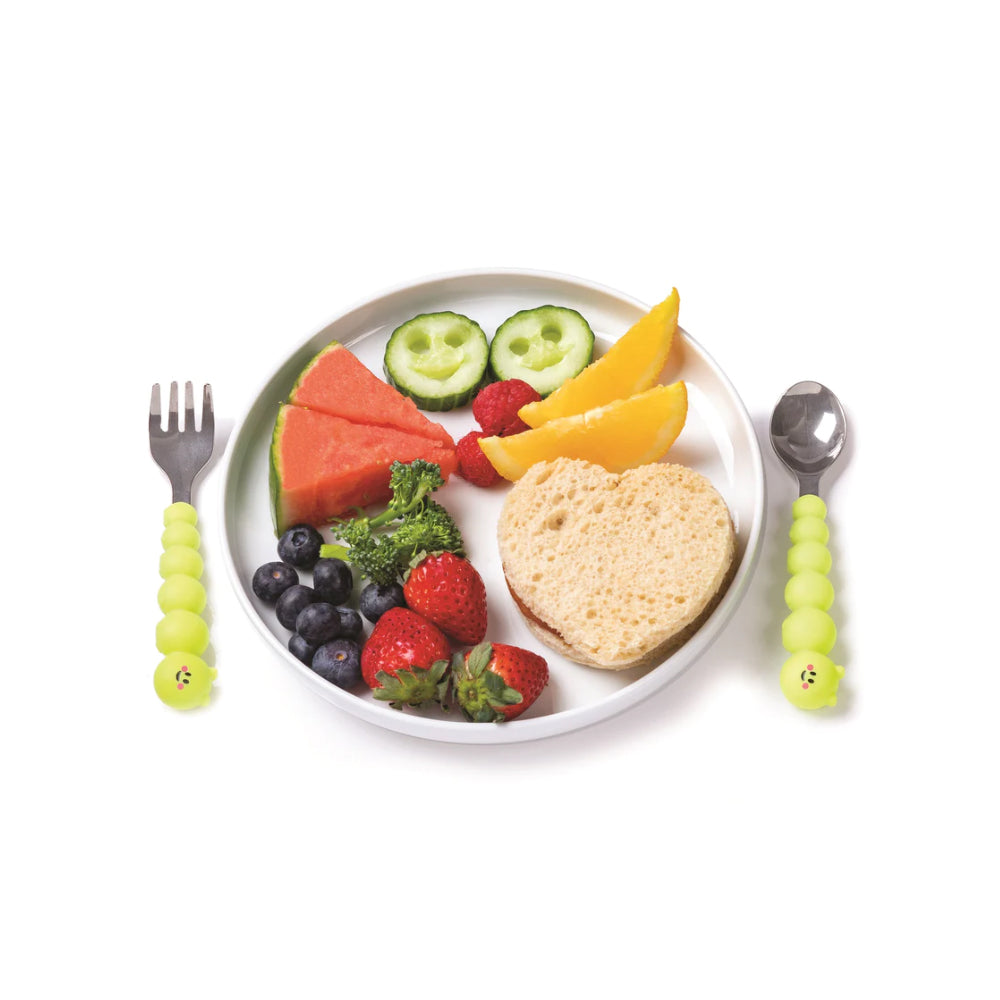 Melii Baby Silicone Caterpillar Spoon & Fork Set sendok&garpu anak