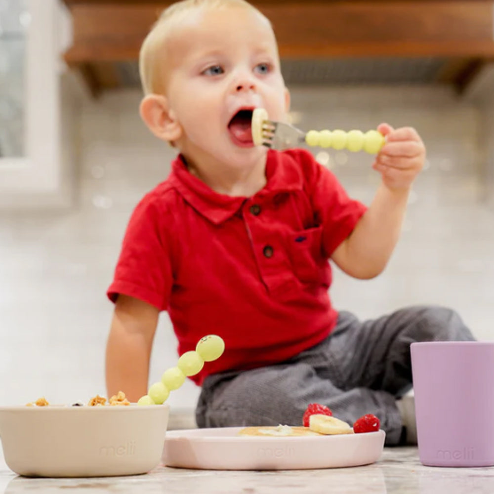 Melii Baby Silicone Caterpillar Spoon & Fork Set sendok&garpu anak