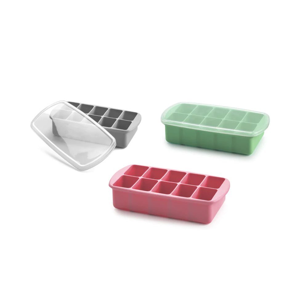 Melii Baby Silicone Baby Food Freezer Tray with Lid - Pink,Mint,Grey silikon tempat membuat es