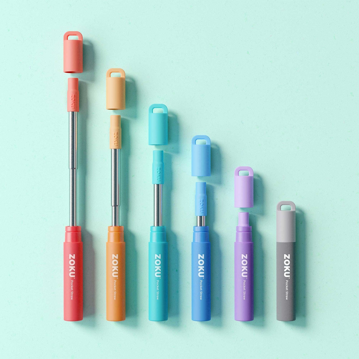 Zoku Two Tone Pocket Straw - Sedotan Aluminium, Sedotan Reusable, Alat Minum, Utensils