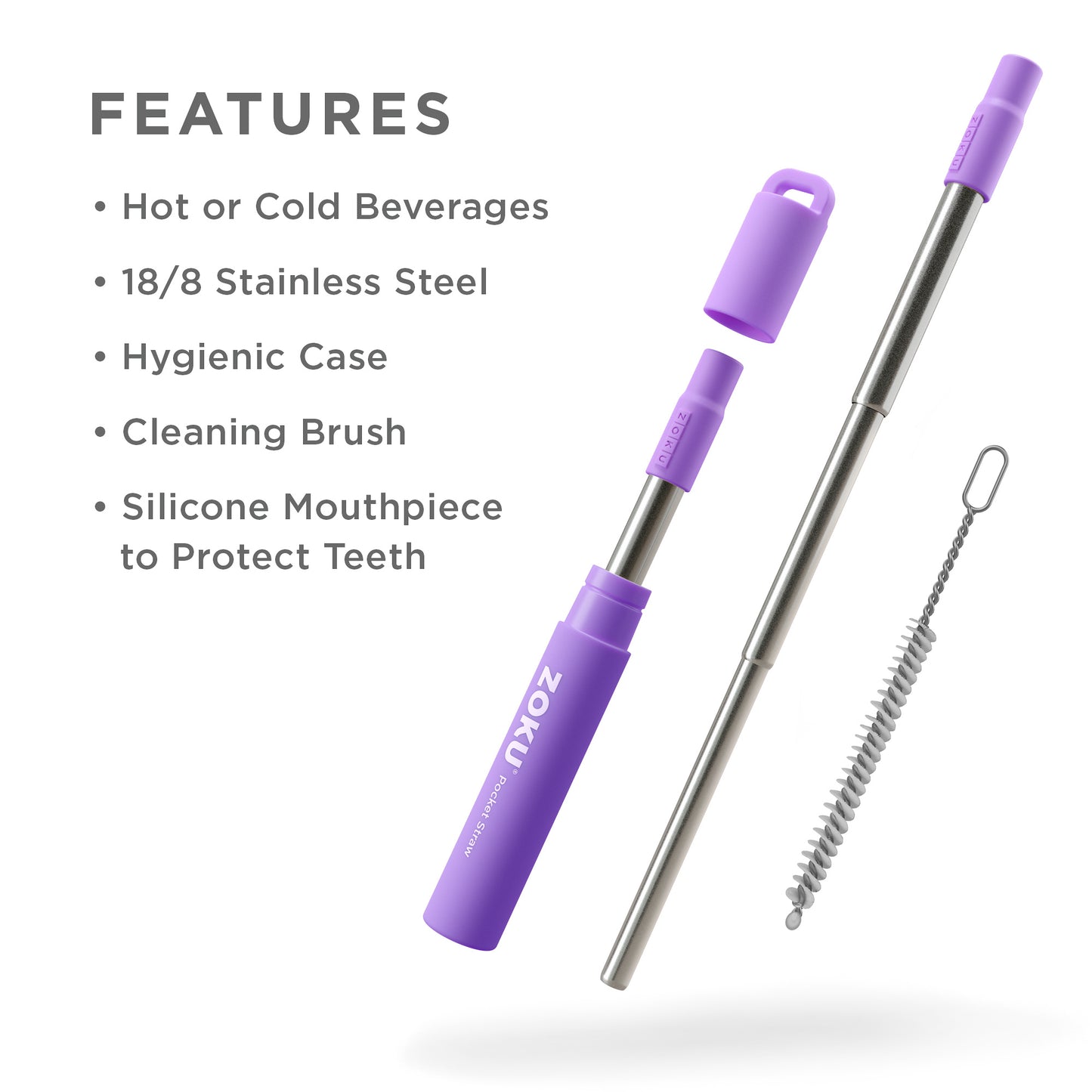 Zoku Two Tone Pocket Straw - Sedotan Aluminium, Sedotan Reusable, Alat Minum, Utensils