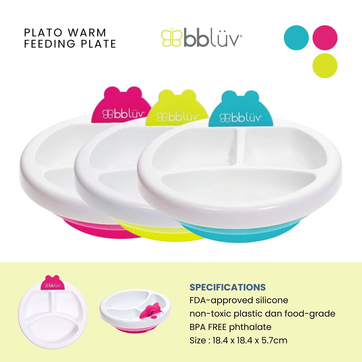 Bbluv Plato Warm Feeding Plate - Mangkuk Penahan Suhu Makanan
