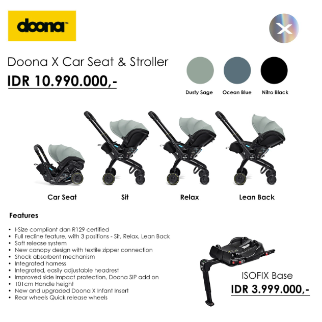 Doona X 2in1 Car Seat and Stroller - Kereta Dorong Bayi Premium & Nyaman