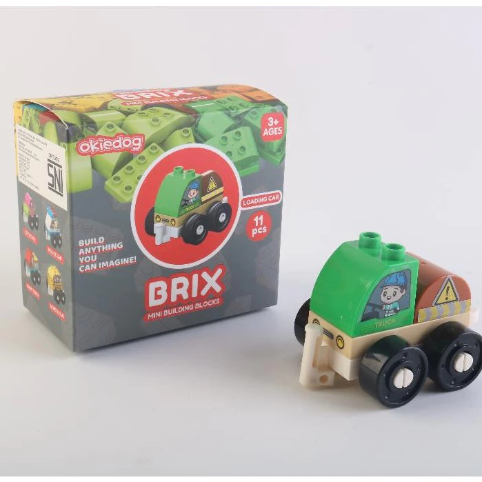 Okiedog Brix Road Rescue Truck Car 11pcs - Mainan DIY Balok Susun Puzzle