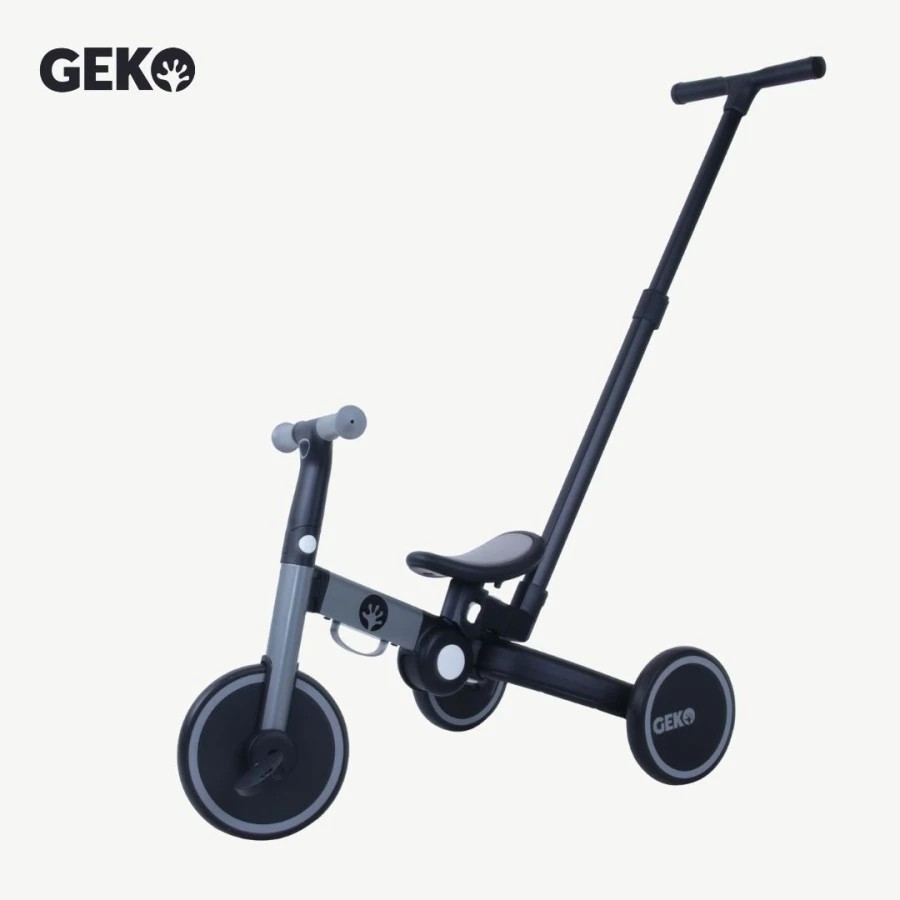 Geko 5in1 Compact Folding Trike Yellow With Stick