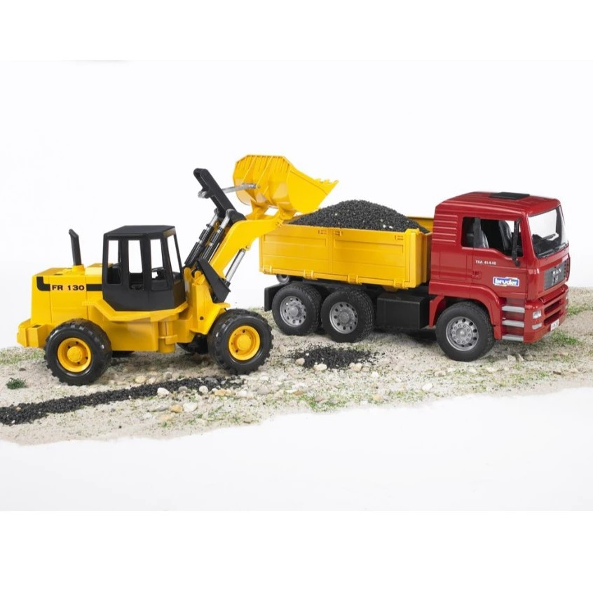 Bruder 2752 MAN TGA Construction Truck and FR 130 Articulated Road Loader - Mainan Miniatur Truk Proyek