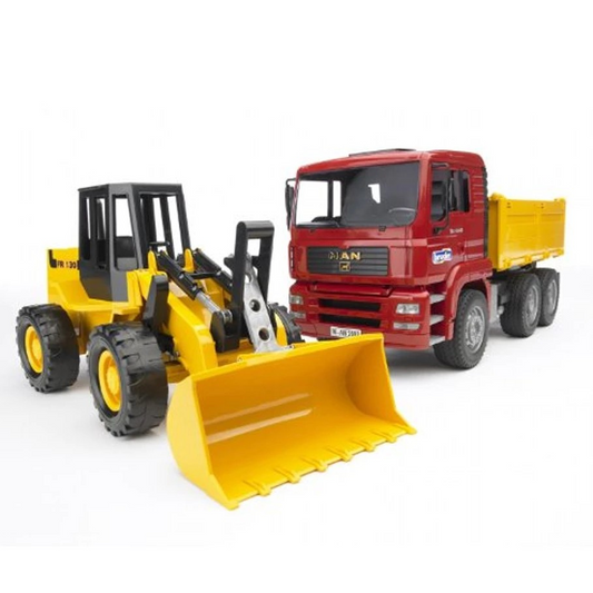 Bruder 2752 MAN TGA Construction Truck and FR 130 Articulated Road Loader - Mainan Miniatur Truk Proyek