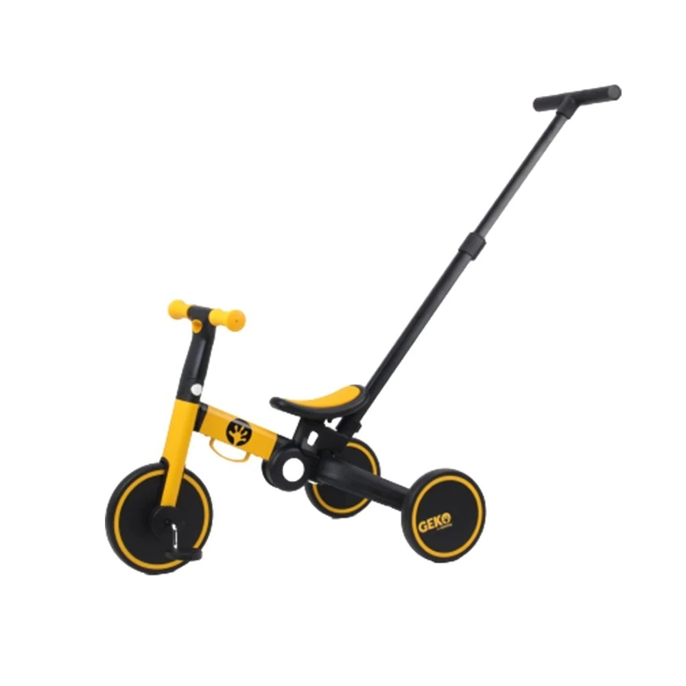 Geko 5in1 Compact Folding Trike Yellow With Stick