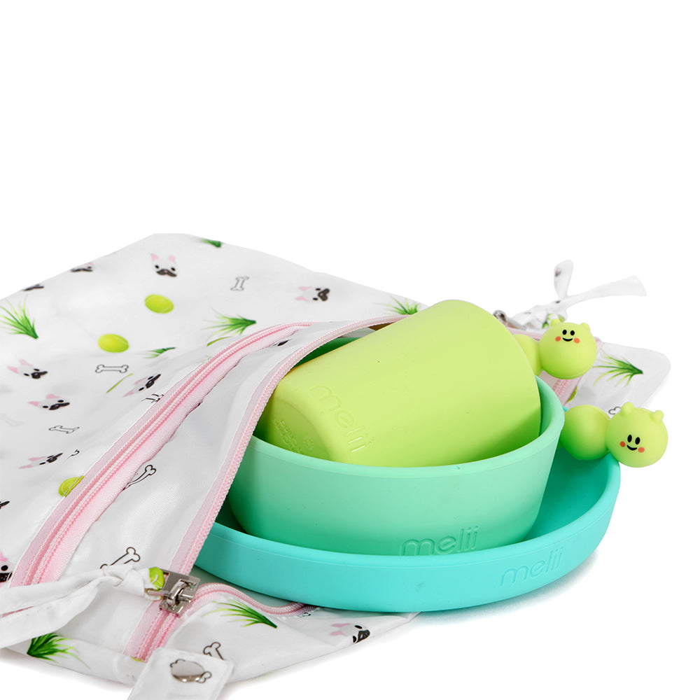 Melii Baby Wet Bag Bulldog Pattern - tas waterproof atau tahan air