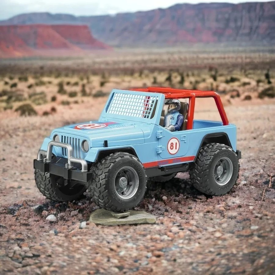 Bruder 2541 Jeep Cross Country Racer Blue with Driver - Mainan Miniatur Mobil Balap & Pengemudi