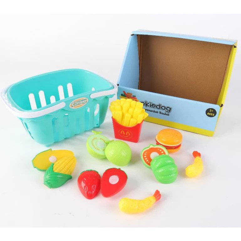 Okiedog Supermarket Basket - Set Belanja & Mainan Buah Potong Anak