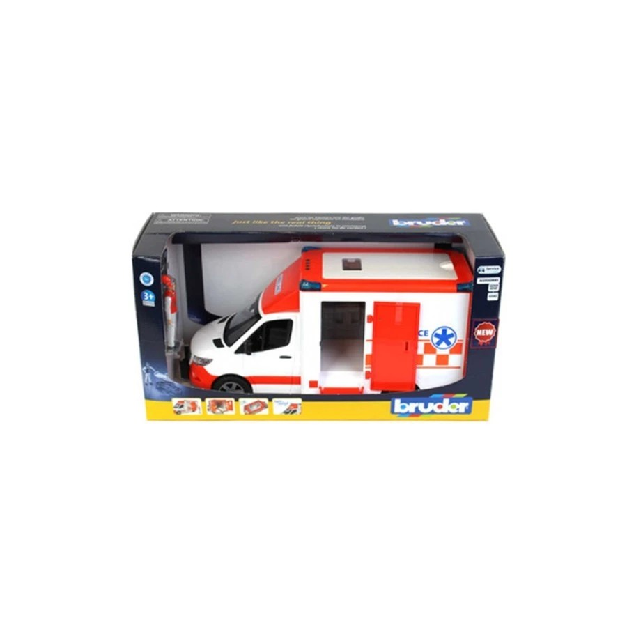 Bruder 2676 MB Sprinter Ambulance with Driver & L+S Module - Mainan Miniatur Mobil Ambulans