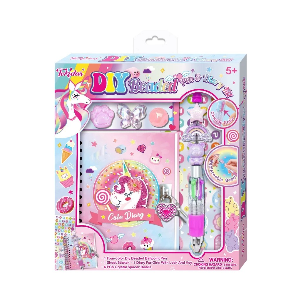 Tokidas Personalized D.I.Y Beaded Diary&Mug Set (Small Size) - Buku Catatan Aesthetic Diary/Buku Tulis Sekolah Anak