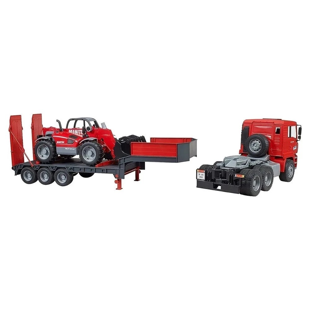Bruder 2774 MAN TGA Low Loader Truck with Manitou Telescopic Loader MLT - Mainan Miniatur Truk Angkut