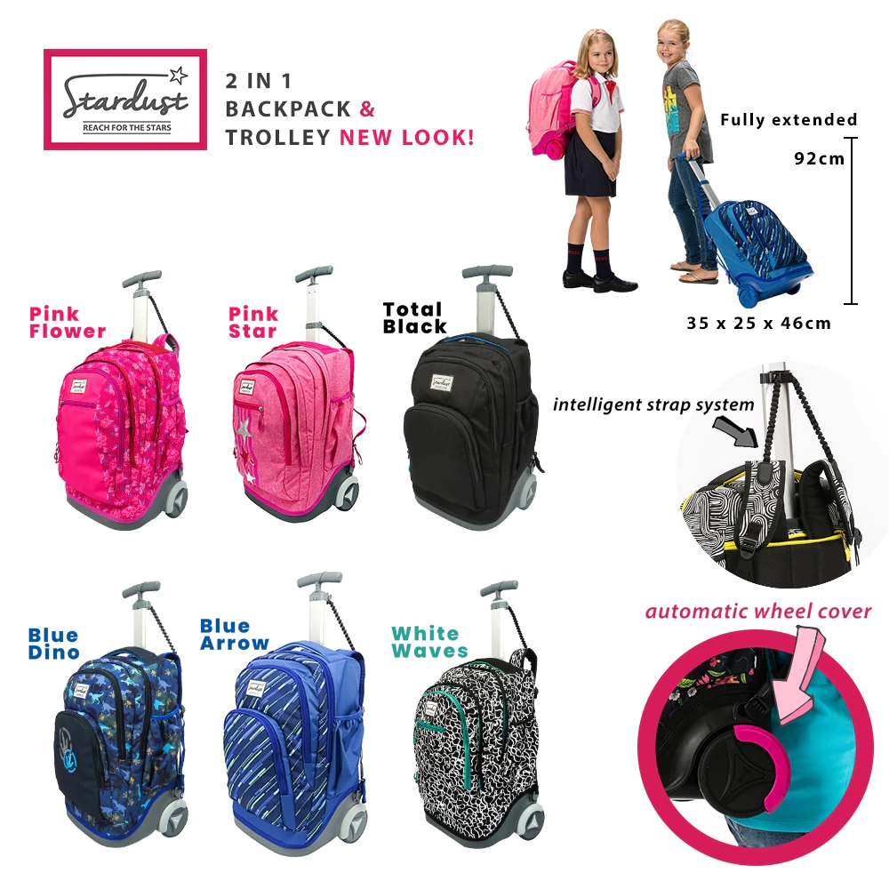 Stardust 2in1 Backpack and Trolley Water resistant - Tas Star dust Sekolah Anak Laki Laki dan Perempuan / Tas Troli Koper Anak Sekolah SD Premium Multifungsi Anak