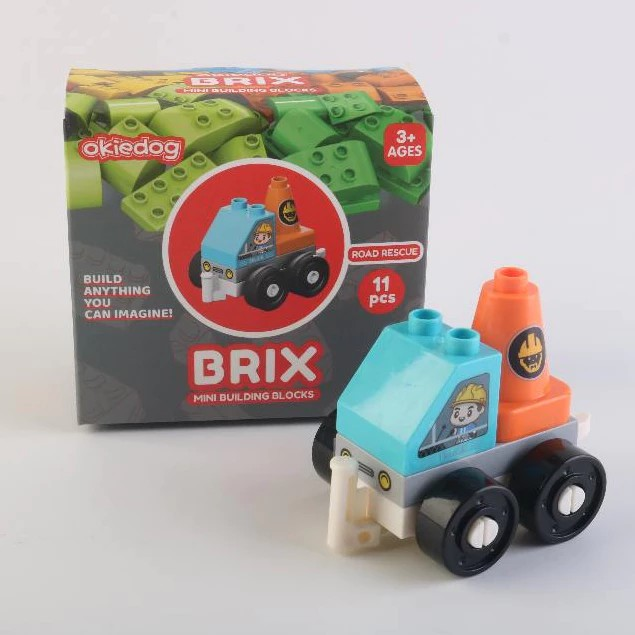 Okiedog Brix Road Rescue Truck Car 11pcs - Mainan DIY Balok Susun Puzzle