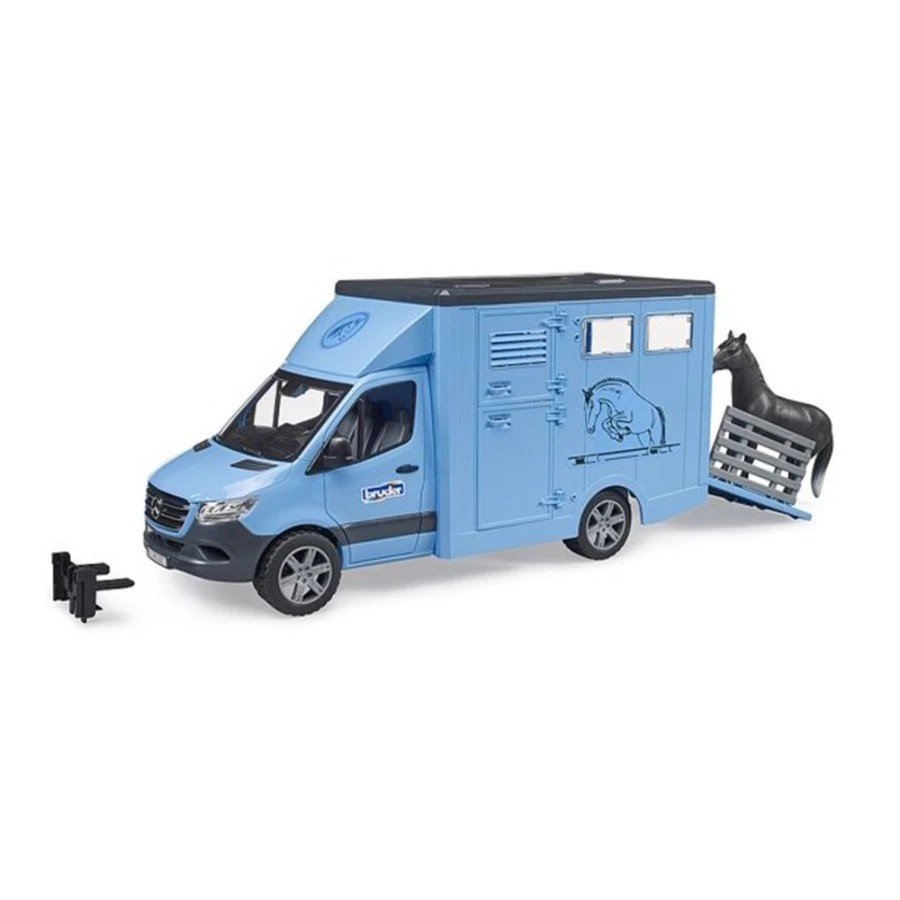 Bruder 2674 Sprinter Animal Transporter with 1 Horse - Mainan Miniatur Mobil Pengangkut Kuda