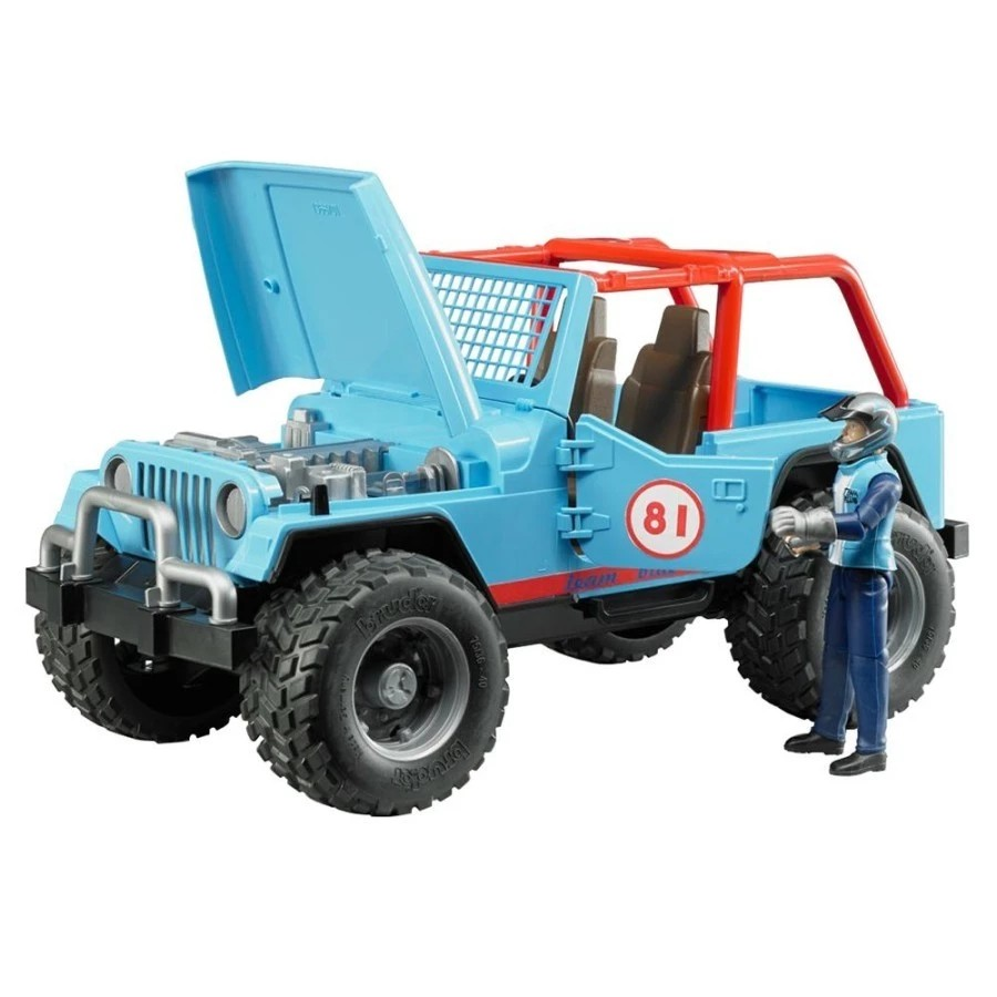 Bruder 2541 Jeep Cross Country Racer Blue with Driver - Mainan Miniatur Mobil Balap & Pengemudi