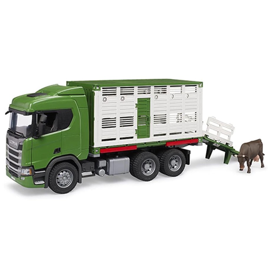 Bruder 3548 Scania Super 560R Cattle Transportation Truck with 1 Cattle - Mainan Miniatur Truk Angkut Hewan