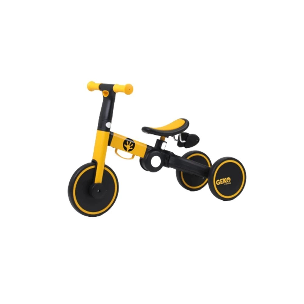 Geko 5in1 Compact Folding Trike Yellow With Stick