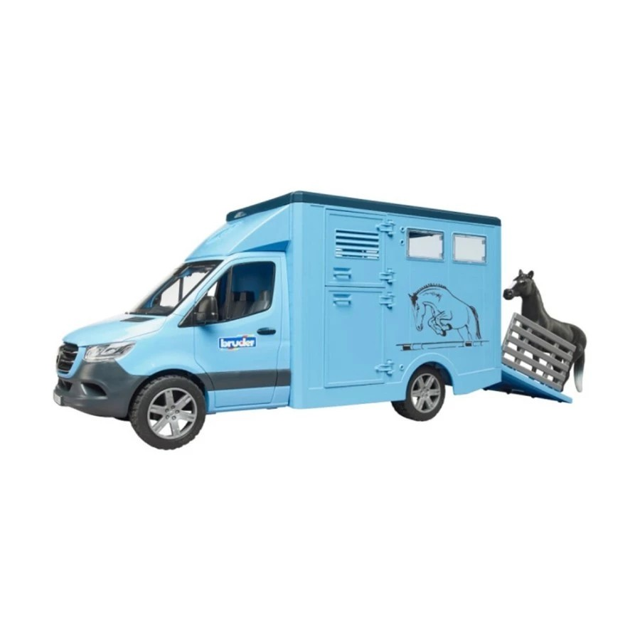 Bruder 2674 Sprinter Animal Transporter with 1 Horse - Mainan Miniatur Mobil Pengangkut Kuda