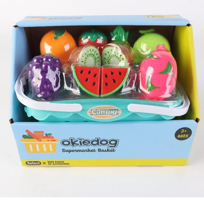 Okiedog Supermarket Basket - Set Belanja & Mainan Buah Potong Anak