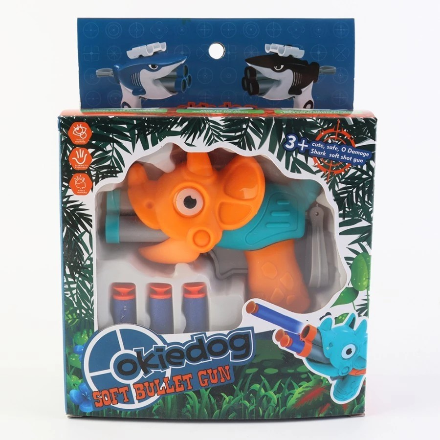 Okiedog Triangle Dragon Three Hole Soft Bullet Gun - Mainan Tembakan Anak Karakter Naga