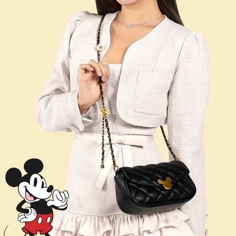 Mesuca Mickey Grid Chain Shoulder Bags - Tas Selempang Disney Premium