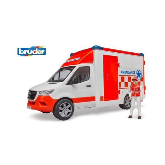Bruder 2676 MB Sprinter Ambulance with Driver & L+S Module - Mainan Miniatur Mobil Ambulans